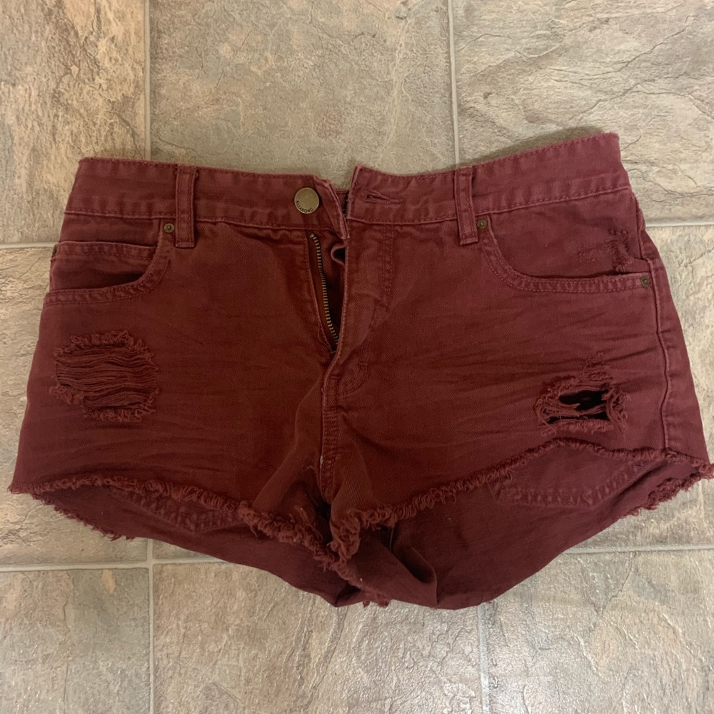 Maroon short shorts